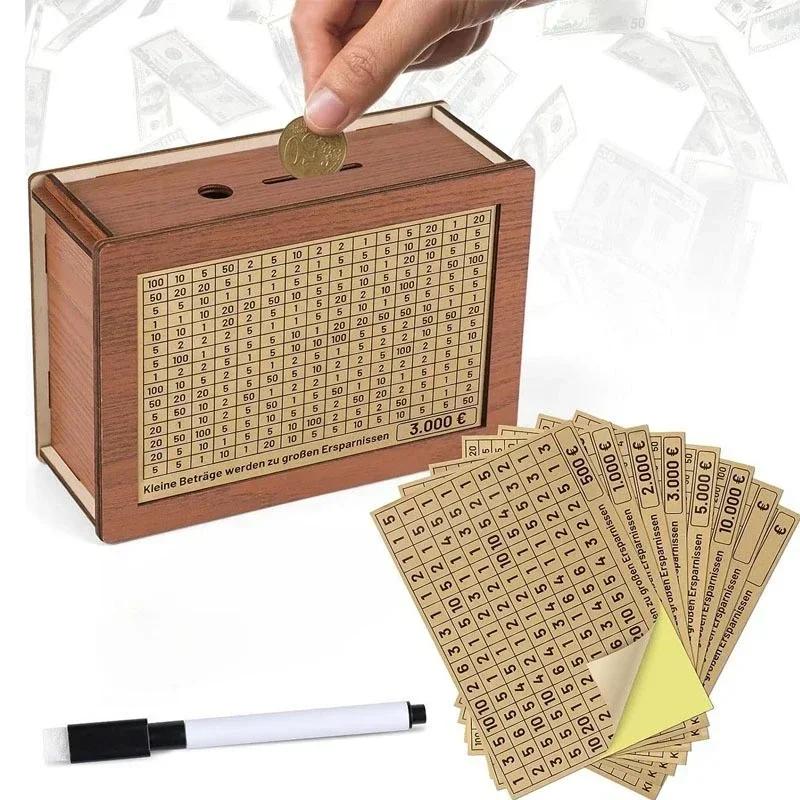 Копилка для денег 500/1000/2000/3000/5000/10000 евро, деревянная копилка для денег, многоразовая копилка с копилками для целей и чисел