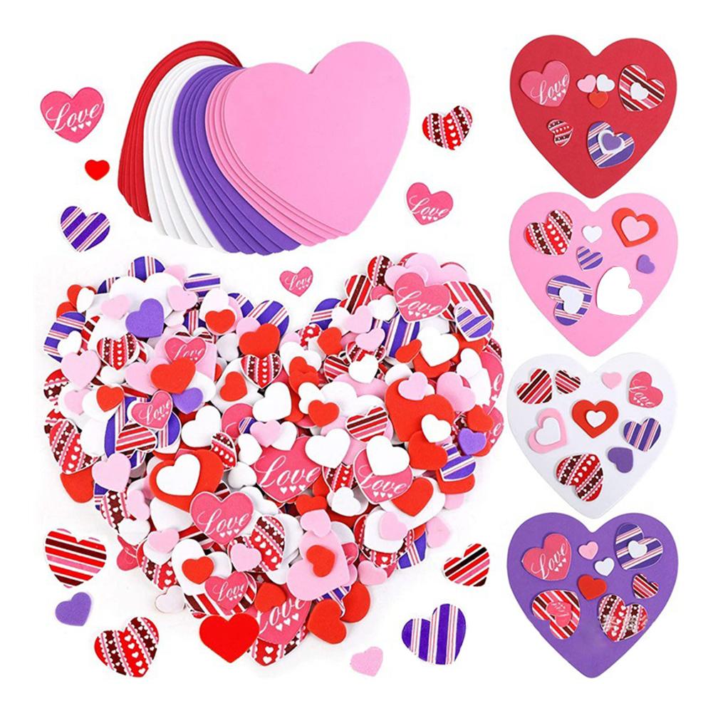 716pcs Foam Heart Stickers Kit Multipurpose Heart Decoration Decals For Wedding Party Supplies