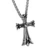 Double Cross Pendant Necklace Stainless Steel Spiga Chain 50cm Silver [ZIYMU] Men's Zm-p-040s50