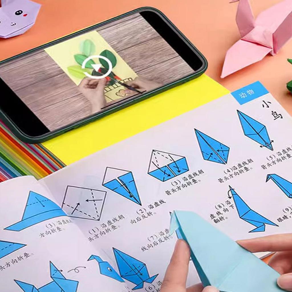 100 Pcs Origami Paper Double Sided Square Origami Paper Same Colour On Both Sides for Kids School Arts Crafts Projects