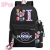 2Pcs/set 26 English Letter K-pop Printed Backpack with 750Ml Water Bottler for Teenager Girl Boy Bookbag Kid Gift Large Capacity waterproof Travel Bag