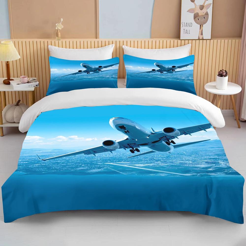 Fashion 3D Printed Airplane Plane Bedding Set Cartoon Duvet Covers With Pillowcases Soft Bedclothes Custom Bed Linen Drop Ship