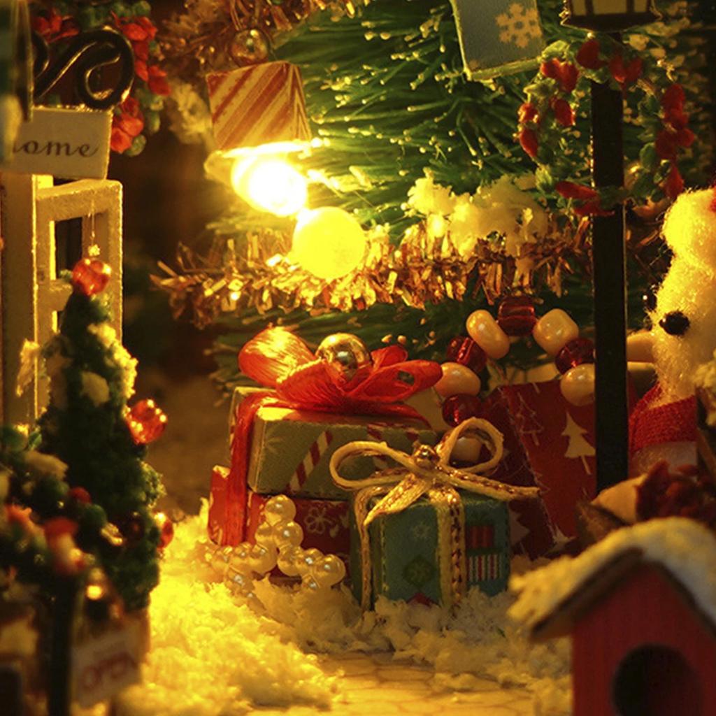 DIY Book Nook 3D Wooden Puzzle Miniature Doll House Kit With Warm Light Creative Bookshelf DIY Booknook Toy Xmas Gift Home Decor