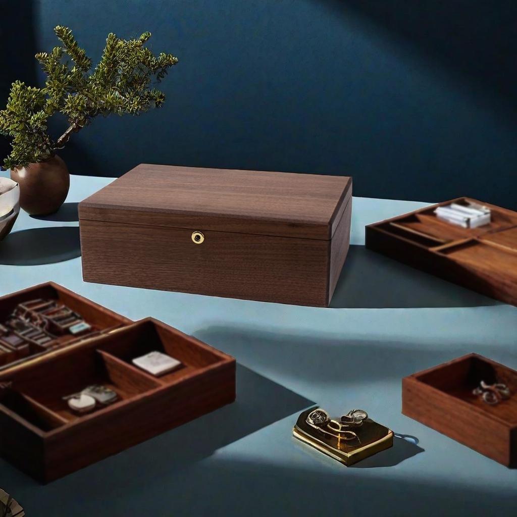 IRIVER BLANK Exquisite Black Walnut Wood Jewelry Box Organizer Noble and Elegant Storage Solution for Wedding Proposal & & Holder – Women, Girls,