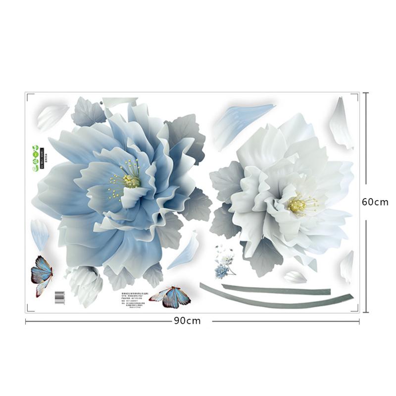 Синие цветочные наклейки на стену Спальня Гостиная ТВ Стена Фон Украшение Домашний декор