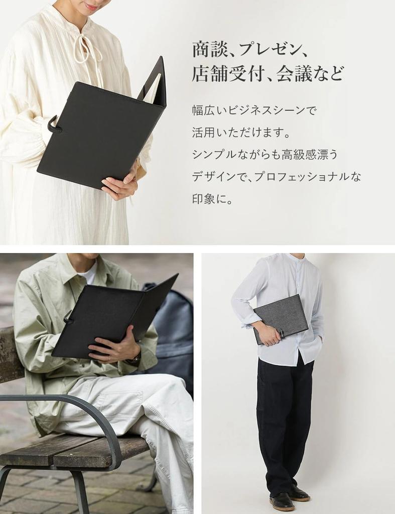 Genuine Leather Binder A4 Clipboard Grained Embossed Leather High Quality Thin A4 Size Leather File Document Case Clip File Board Unisex Black Bi-Fold