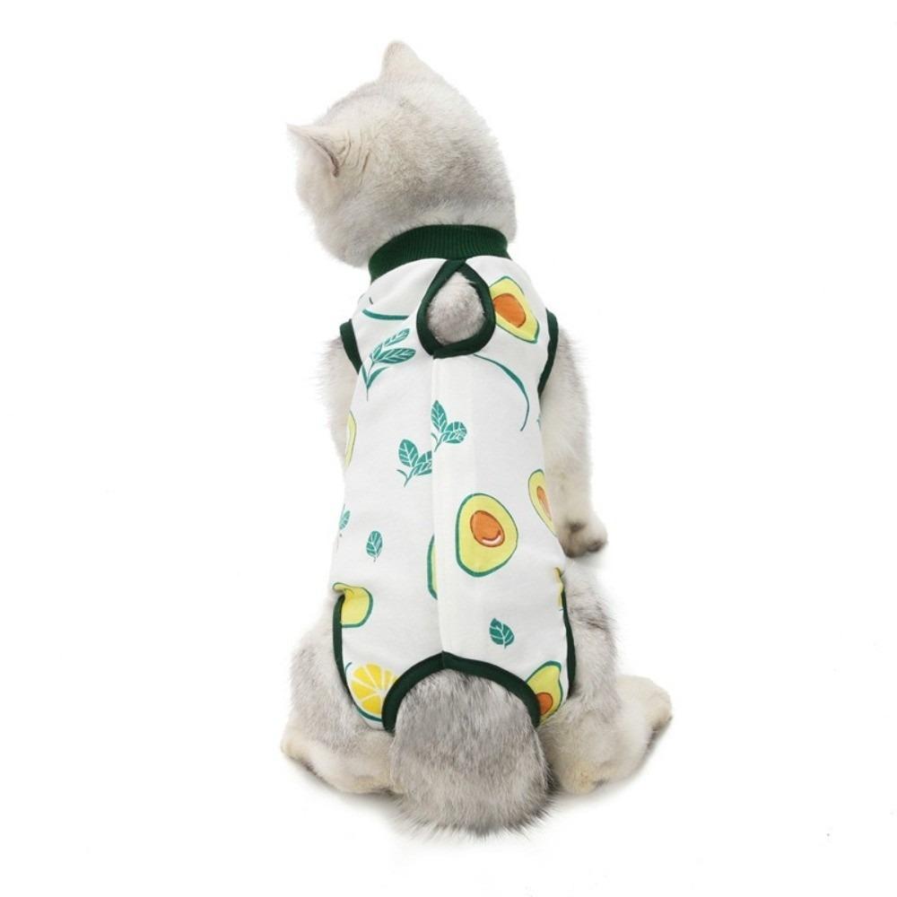 Fruit Printed Cat Recovery Clothing High Elasticity Breathable Cat Sterilization Suit Comfortable Soft Cat Jumpsuit Pet Care