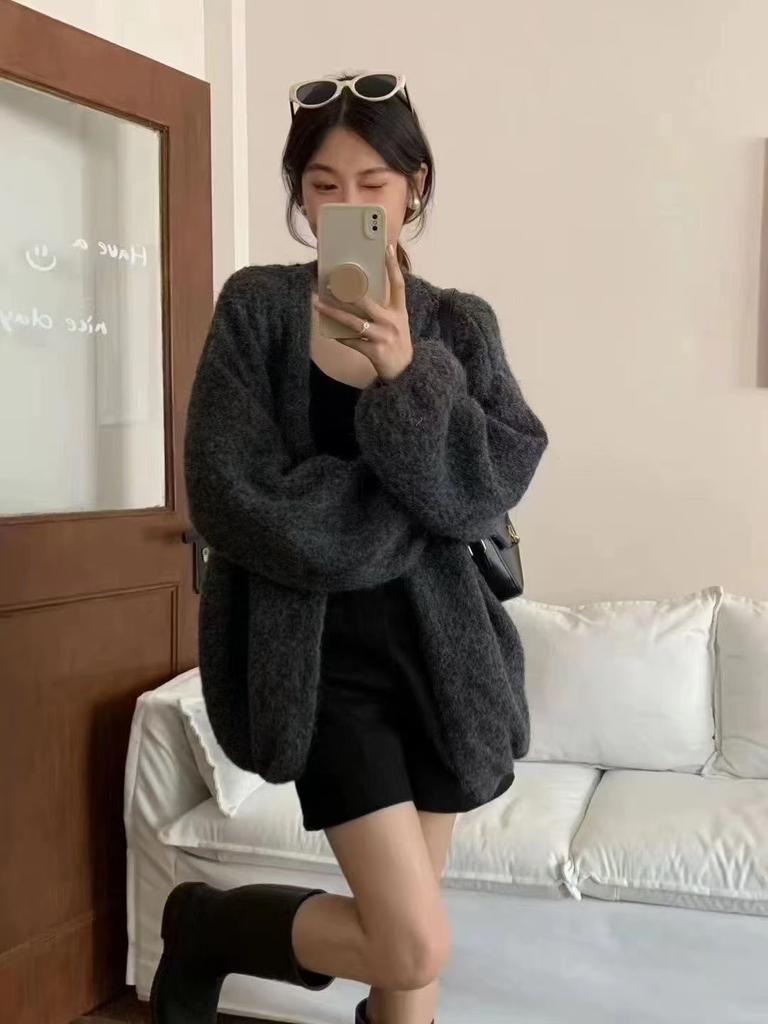 Korean Style Sweater Women's Autumn Winter Loose Coat Large Size Sweater Knitted Cardigan