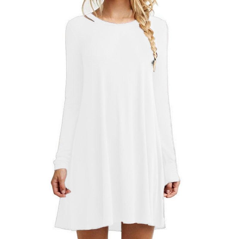 Осенне-зимнее женское однотонное платье с длинными рукавами