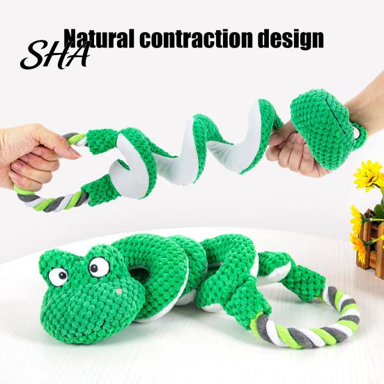 Long Structure Tug Toys Squeaky Dog Toy with Pull Rope, Plush of War Toy, High Density Spiral Animal Interactive for Small Medium Large Dogs