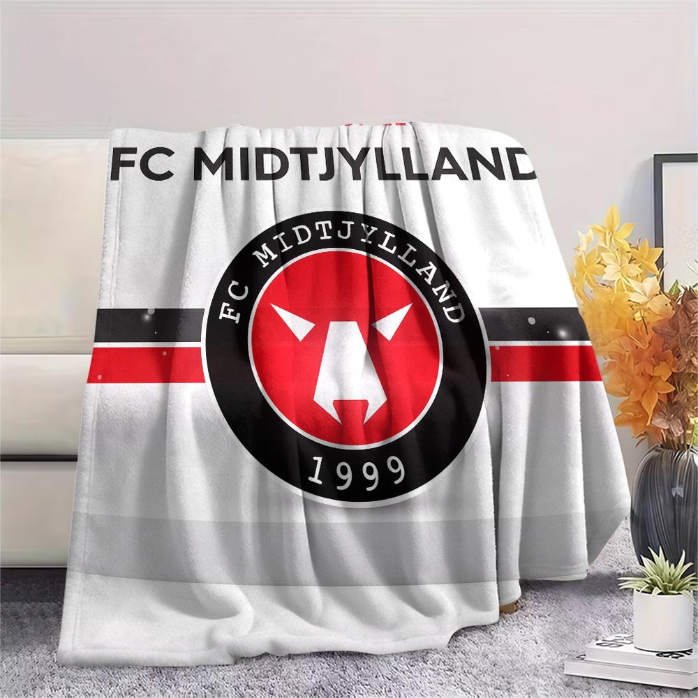 FC Midtjylland Print Flannel Blanket, High quality Comfortable for All Seasons, Home Decor, Warmth and Comfort