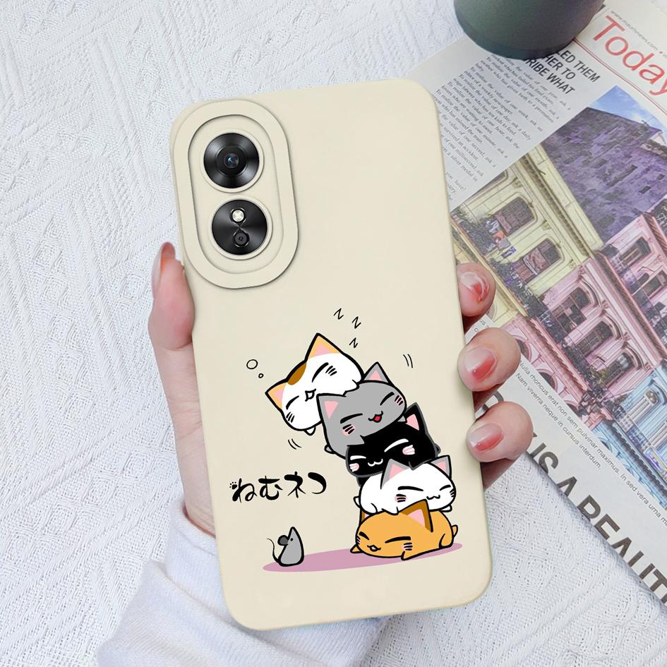 Чехлы для телефонов для OPPO A15 A15S A16 A17 A17K A35 A52 A1 A1Pro, бамперы с милым котом, защита камеры с героями мультфильмов, мягкий силиконовый чехол для OPPO Fundas Coque