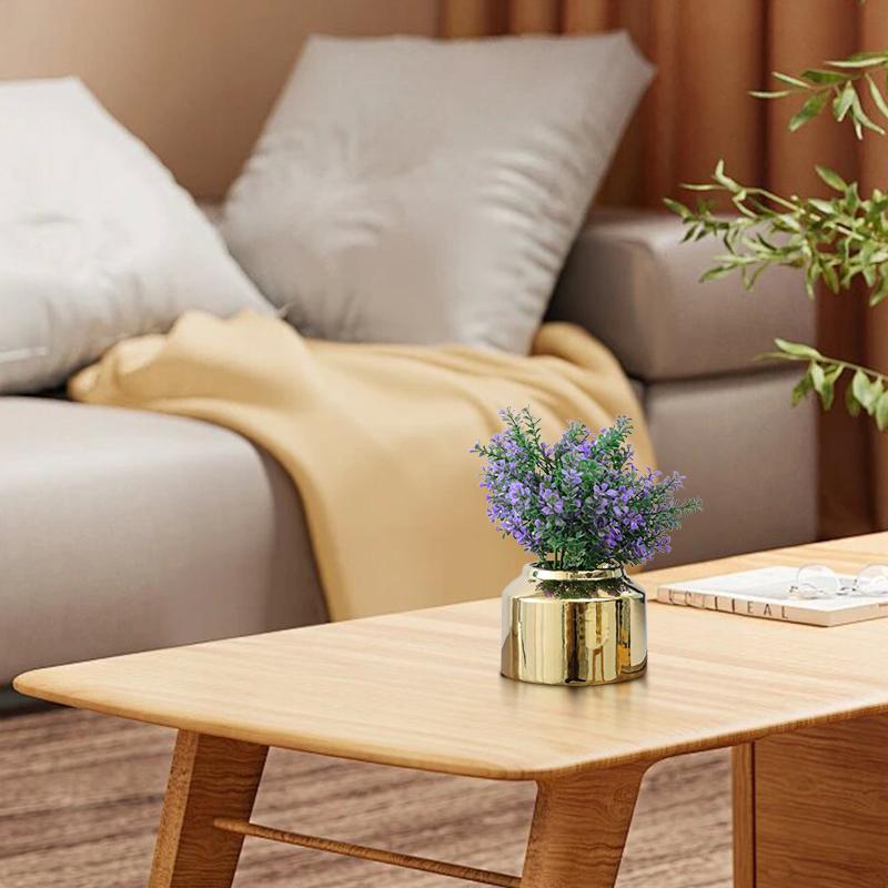 1PC Flower Arrangement Container Home Golden Glass Vase Flower Decoration Ceramics Tabletop Hydroponic Plant Vase Luxury 2 Sizes