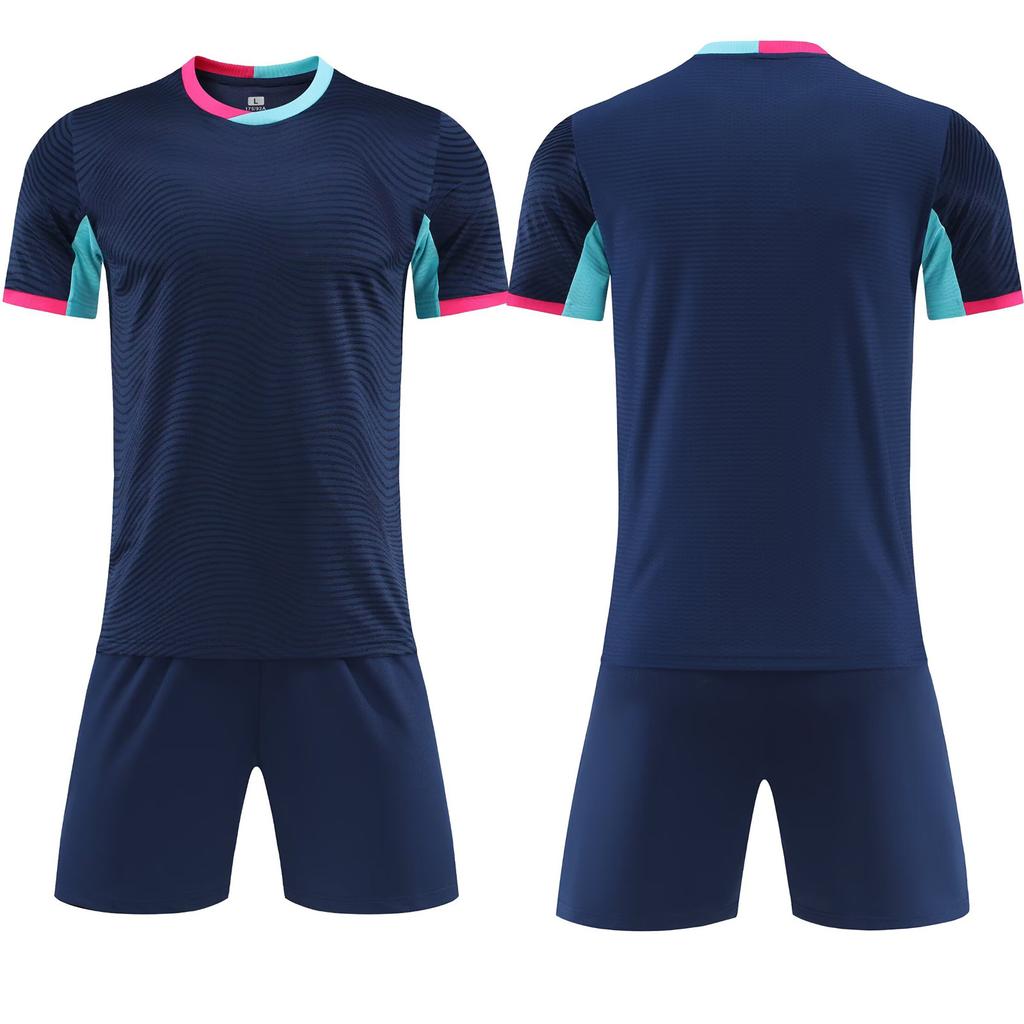 Wholesale football jersey set Customized men's and women's training short-sleeved jersey Student sports competition breathable and quick-drying 