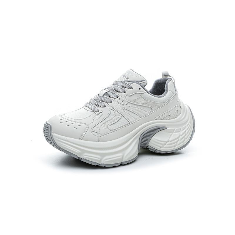 Ретро и старые повседневные спортивные туфли для женской весны, новые кожаные, удобные и дышащие, на толстой подошве, маленькие кроссовки-папы