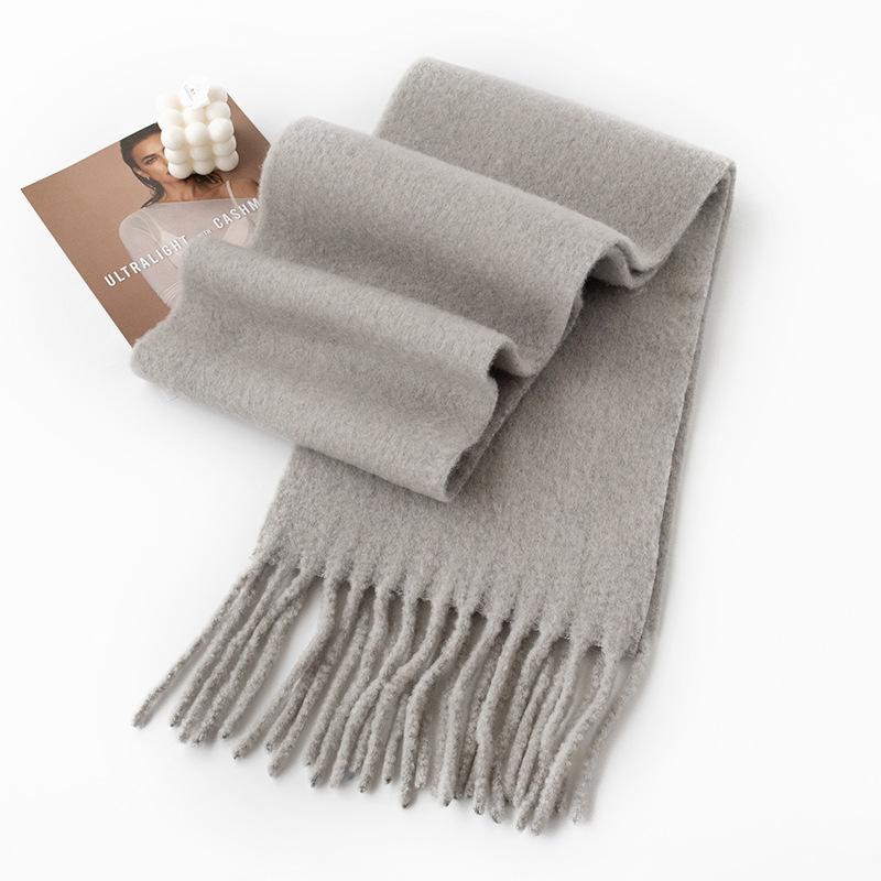 Iceland Blue Wool Scarf Autumn and Winter Solid Color Versatile Cashmere Feel Scarf for Men and Women Thickened Warm Scarf