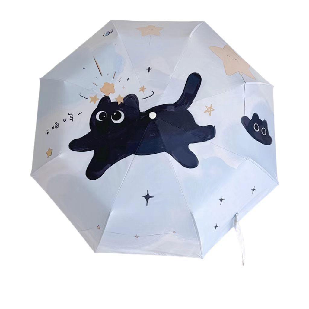 Зонт с мультяшным котом с 3 спицами, автоматический, легкий, зонт от солнца для кошек, защита от УФ-лучей, водонепроницаемый, складной зонт от солнца