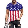 Summer Men's T-shirt Top with National Flag Print Round Neck Short Sleeved Casual Loose Short Sleeved Shirt T-Shirts Men’s