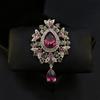 Exquisite Retro Water Drop Brooch, High-End Female Luxury Crystal Corsage, Fashion Temperament Pin, Versatile Suit And Accessories
