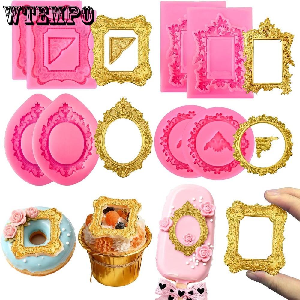 8 шт. Форма для фоторамки Барочная рамка Форма для шоколада Винтажные фоторамки Силиконовые формы