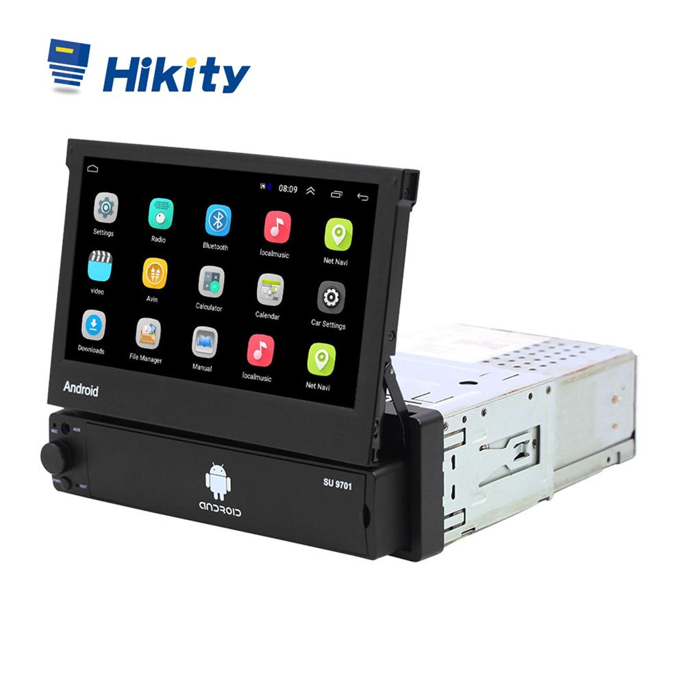Hikity Android 8.1 Автомобильный радиоприемник Выдвижной GPS Wi-Fi Авторадио 1 Din 7 дюймов Сенсорный экран Автомобильный мультимедийный MP5-плеер Поддержка камеры