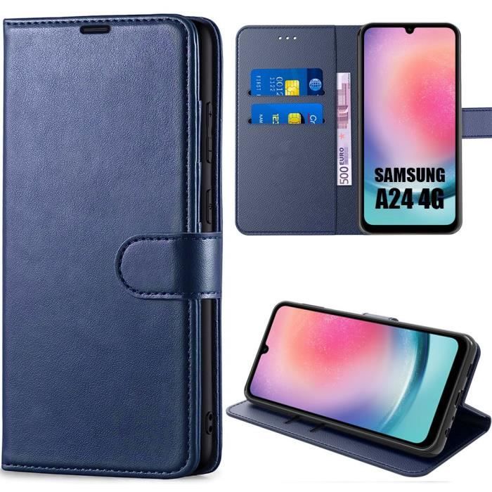 Full Case for Samsung Galaxy A24 Navy Blue PU Leather Protection