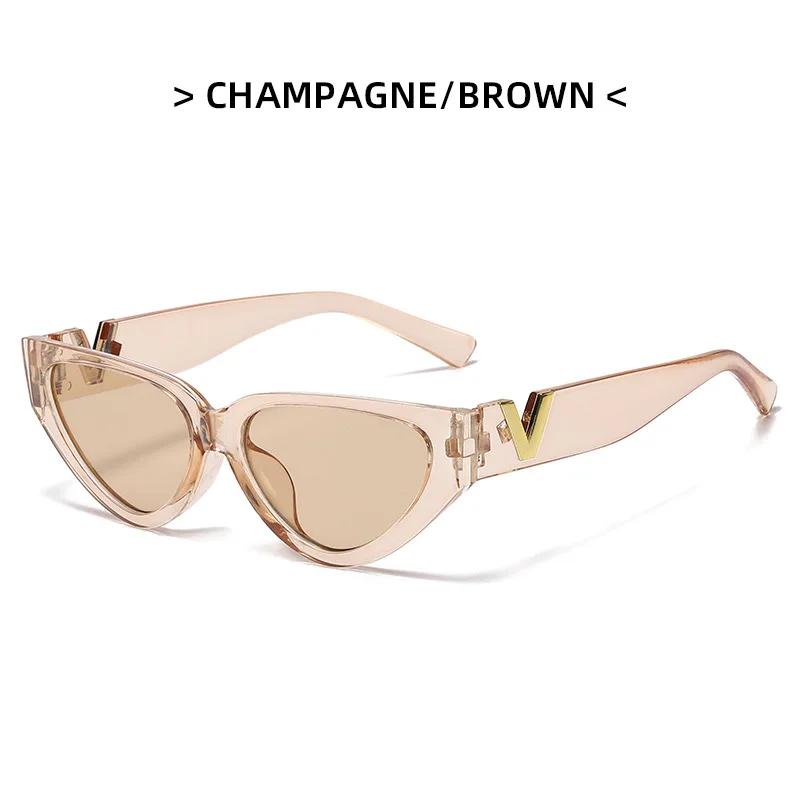 Luxury Glamour Women Brand Sunglasses Fashion V Designer Glasses Cat Eye Stylish Ladies Eyewear Uv400