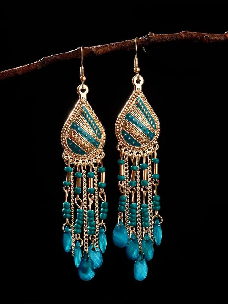 Серьги для женщин и девушек Модные серьги-подвески | Позолоченные длинные серьги с кисточками из бисера Богемные серьги-подвески