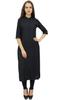 Black Straight Kurta Front Opening Rayon Kurti Indian Kurti With Scarf -