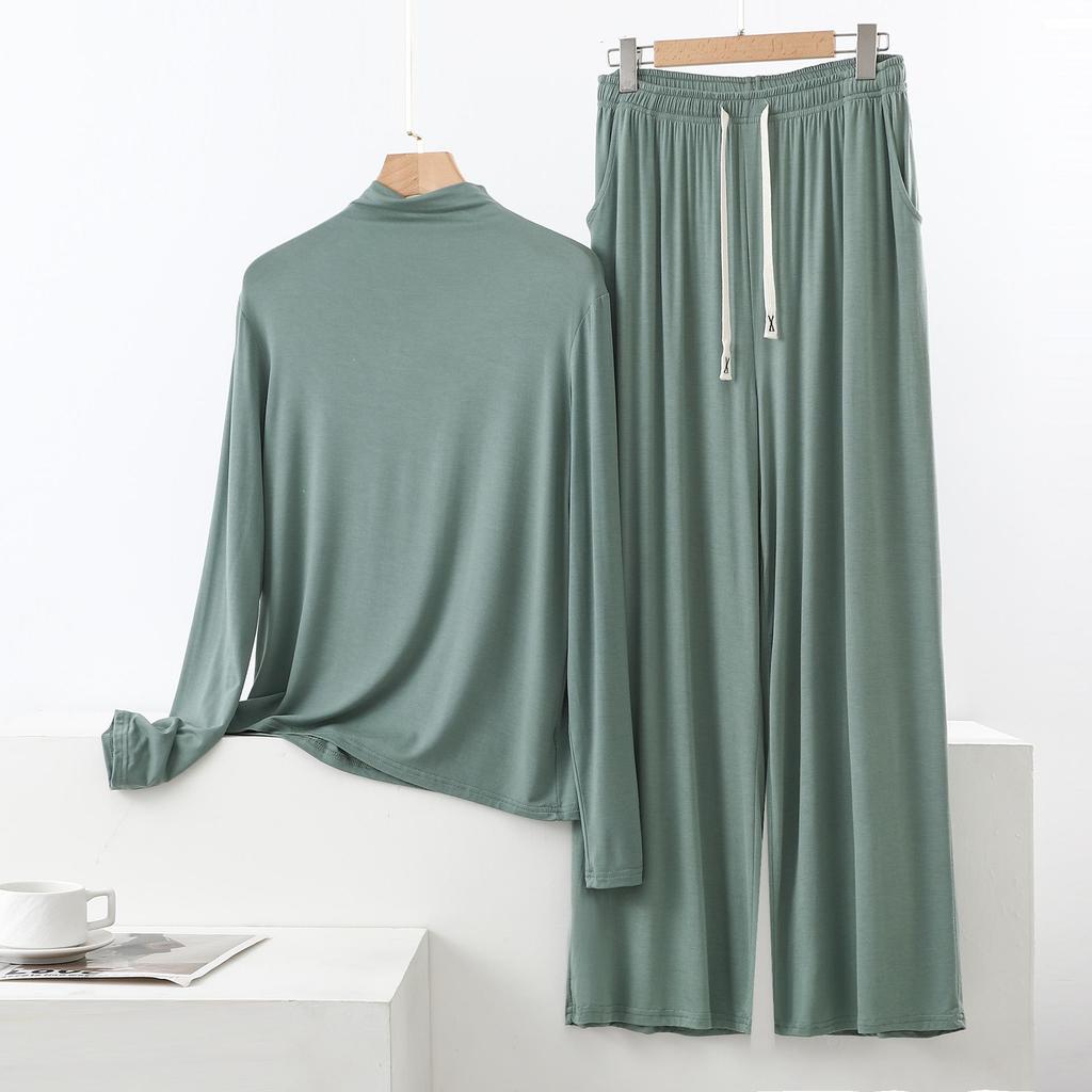 Женский пижамный комплект с высоким воротником и длинным рукавом с защитой плеч - Мягкий, гладкий, больших размеров, летняя одежда для сна