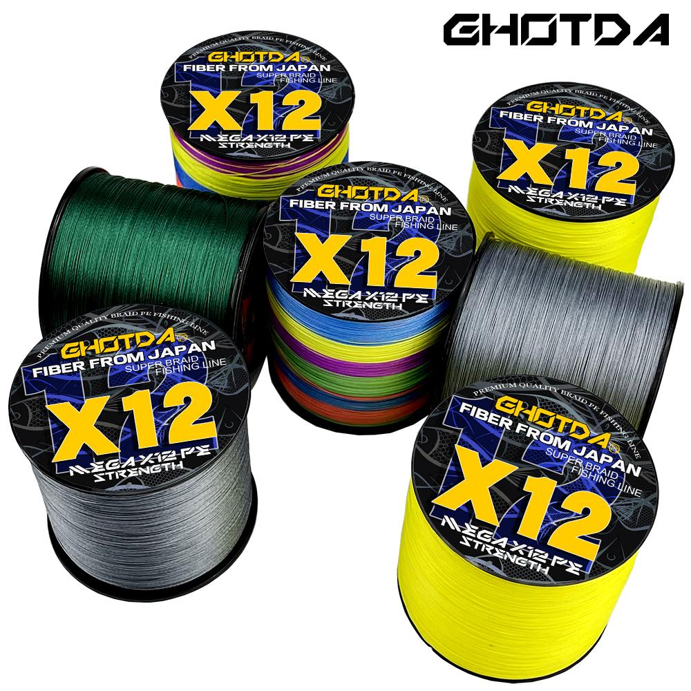 GHOTDA НОВАЯ плетеная леска X12 1000 м, 12 нитей, полиэтиленовая мультифиламентная проволока для морской рыбалки, сверхпрочная 25, 30, 39, 50, 65, 77, 92, 120, 135 фунтов