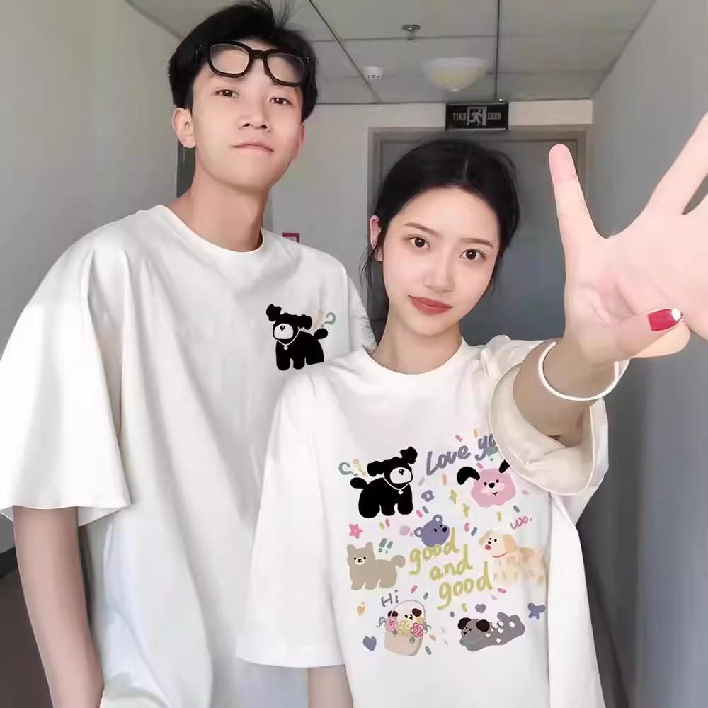 Футболка свободного покроя унисекс из чистого хлопка с короткими рукавами, лето 2025 г. - модная одежда для пар