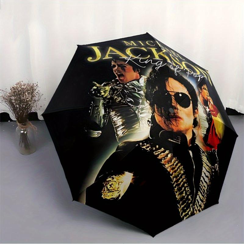 1pc Michael Jackson Automatic Umbrella - 8-Rib Foldable Design, Outdoor Adventures, and Family Celebrations, Durable Canopy Material yy250827107