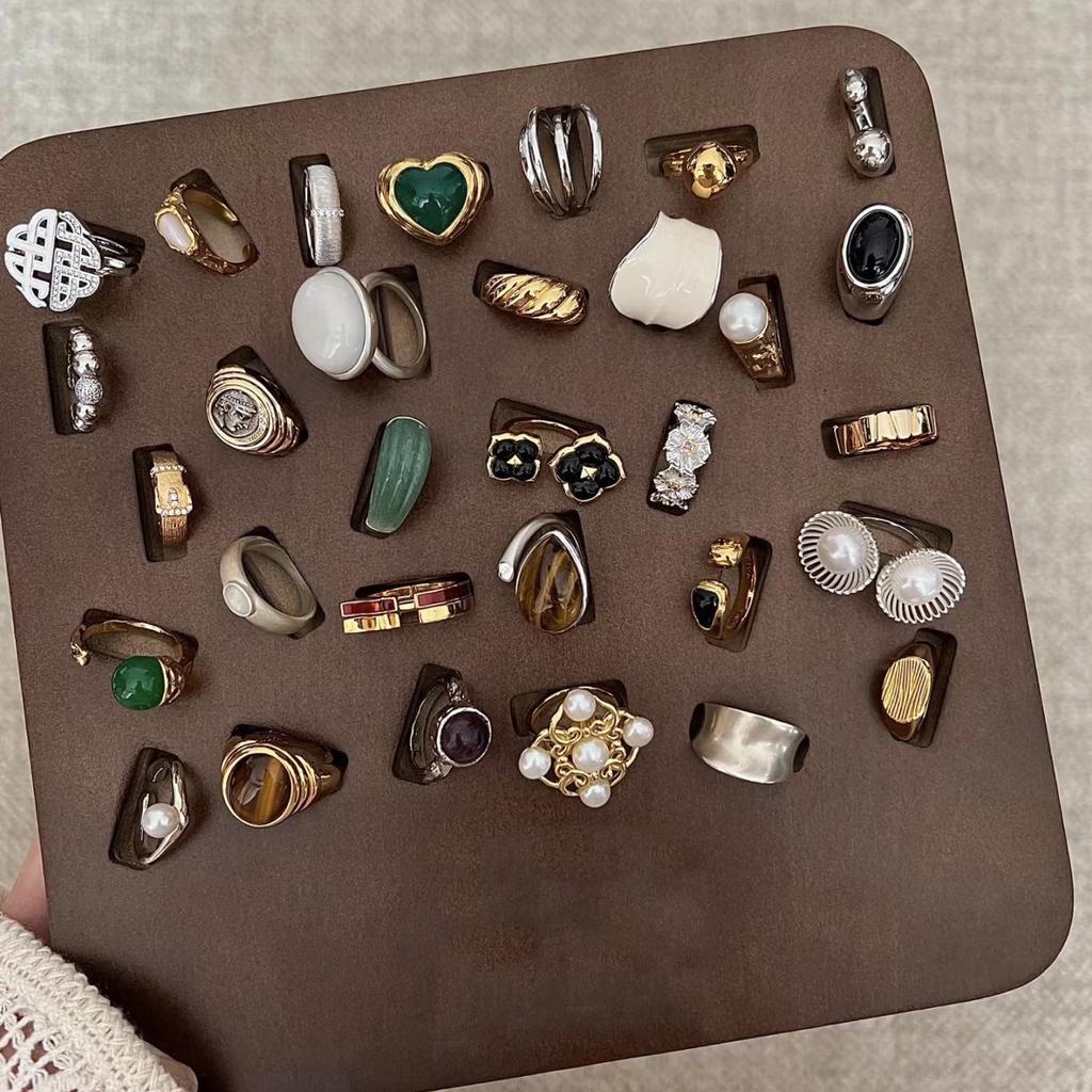 Женское роскошное винтажное кольцо из титановой стали с тигровым глазом