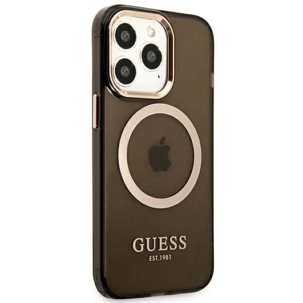 Guess Guhmp13Lhtcmk Iphone 13 Pro / 13 6,1 Czarny/Black Hard Case Gold Outline Translucent Magsafe