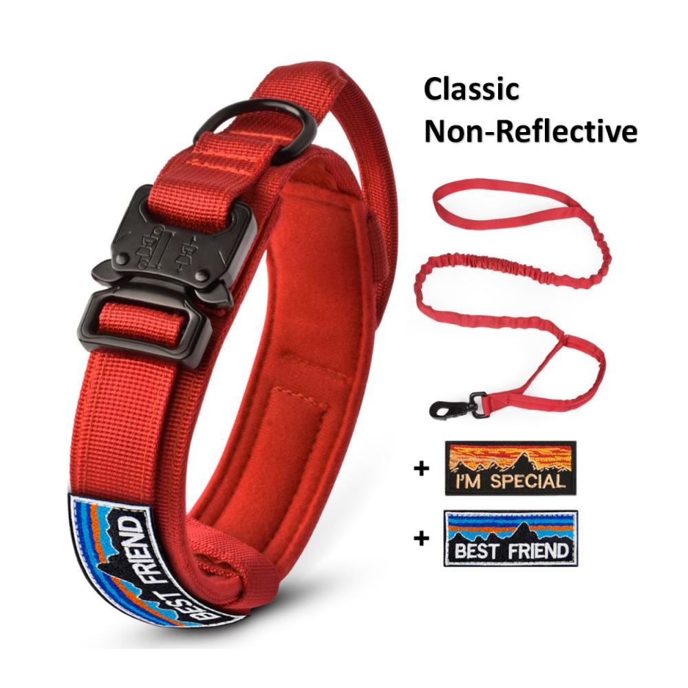 Прочный ошейник для собак, регулируемый, толстый, тактический, военный, тренировочный ошейник и поводок для собак с ручкой для средних /больших/ k9 /крупных собак