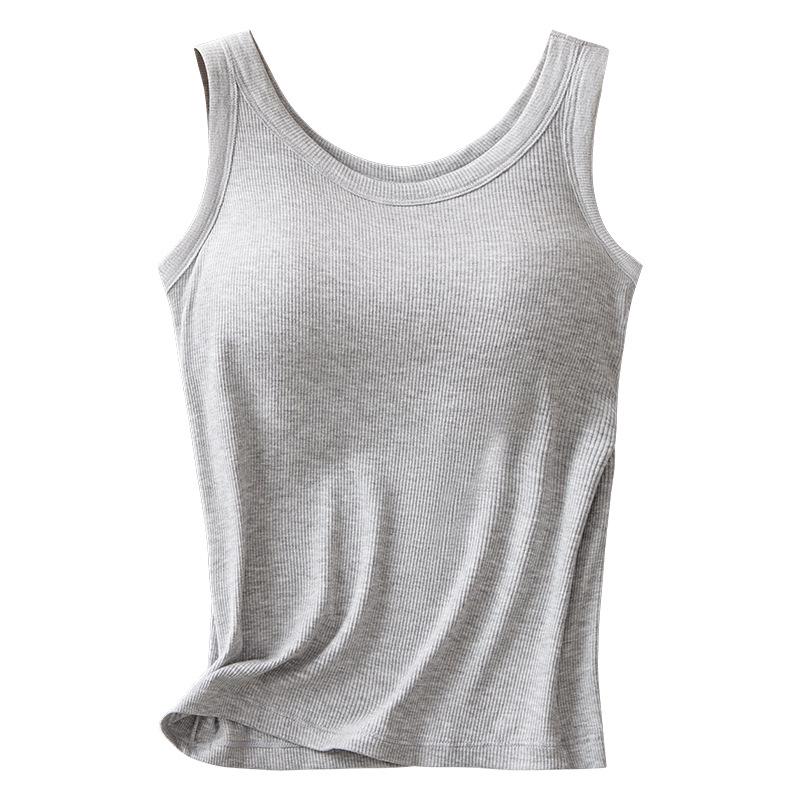 Женский топ из хлопка и модала в рубчик с нагрудными вкладышами, цельный низ, нижнее белье больших размеров с защитой от воздействия внешней среды