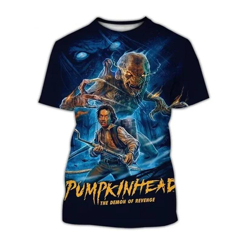 Тыквоголовый 3D Печать Футболки Streetwear Хоррор Мужчины Женщины Мода Оверсайз Короткий Рукав Футболка Круглый Вырез Мужская Одежда