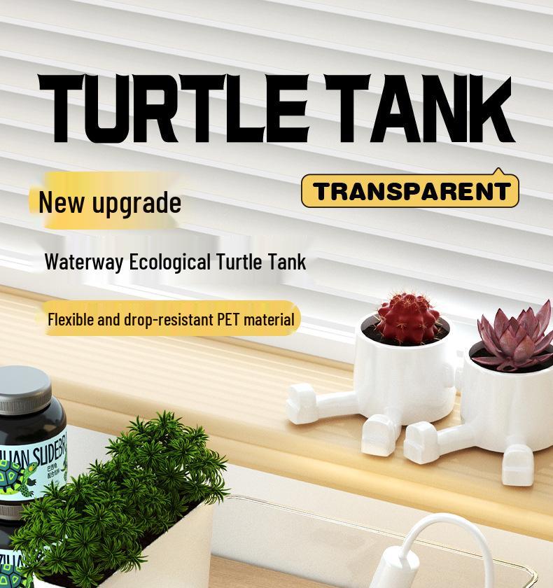 Eco-Friendly Turtle Tank with Basking Platform: Ideal for Living Rooms and Desktops, Perfect for Planting and Turtle Breeding.