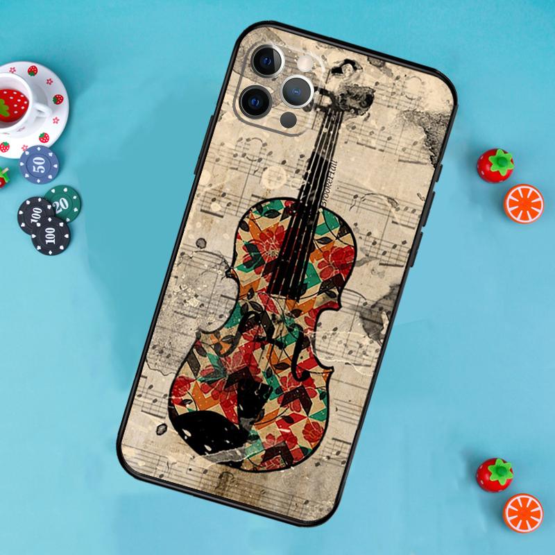 Music Violin Phone Case For iPhone 17 Air 14 16 15 11 12 13 Pro Max 12 13 mini 15 16 Plus 16e Cover Funda