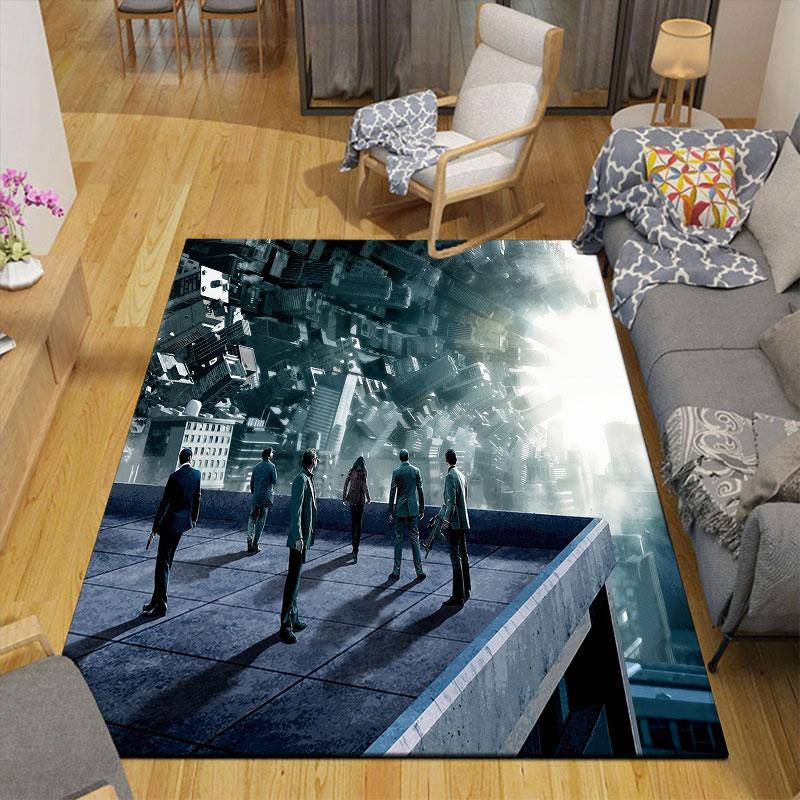 Inception Flannel Printed Carpet, Home Sofa Decoration for Living Room & Bedroom, Non‑Slip Play Flannel Floor Mat for Game Room