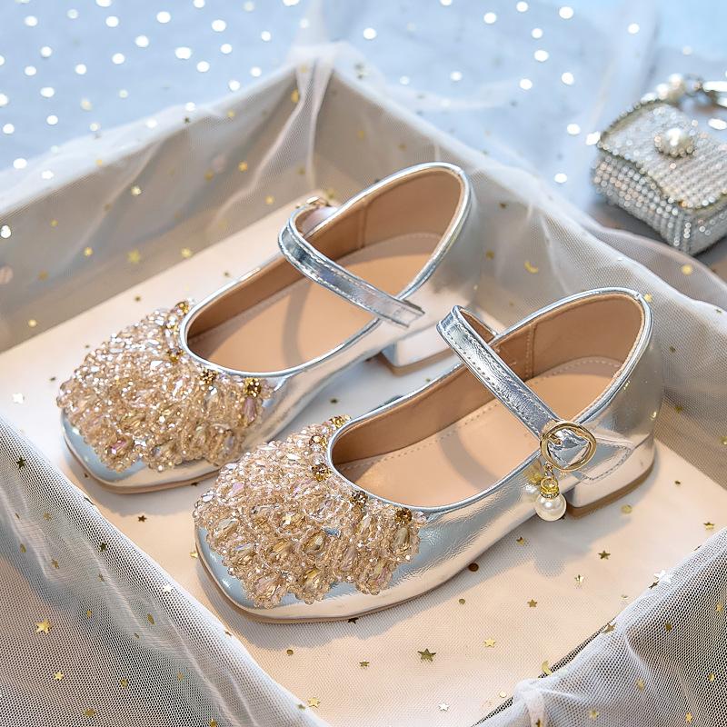 2026 New Girls' High Heel Princess Shoes Spring and Autumn Children's Leather Shoes with Square Head Single Shoes
