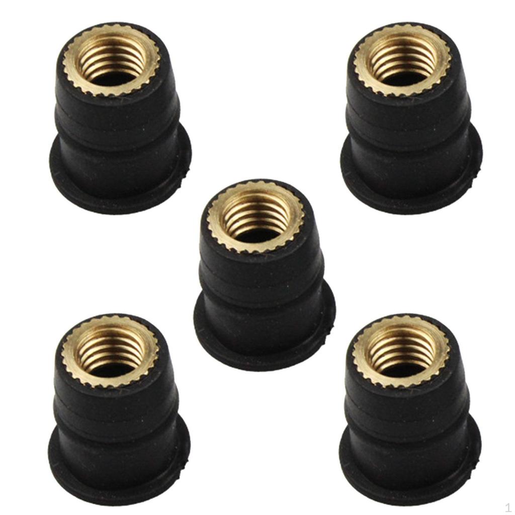 5 Pieces Windshield Rubber Motorcycle Nuts Replaces Universal Repair Parts Brass Nut Fairing