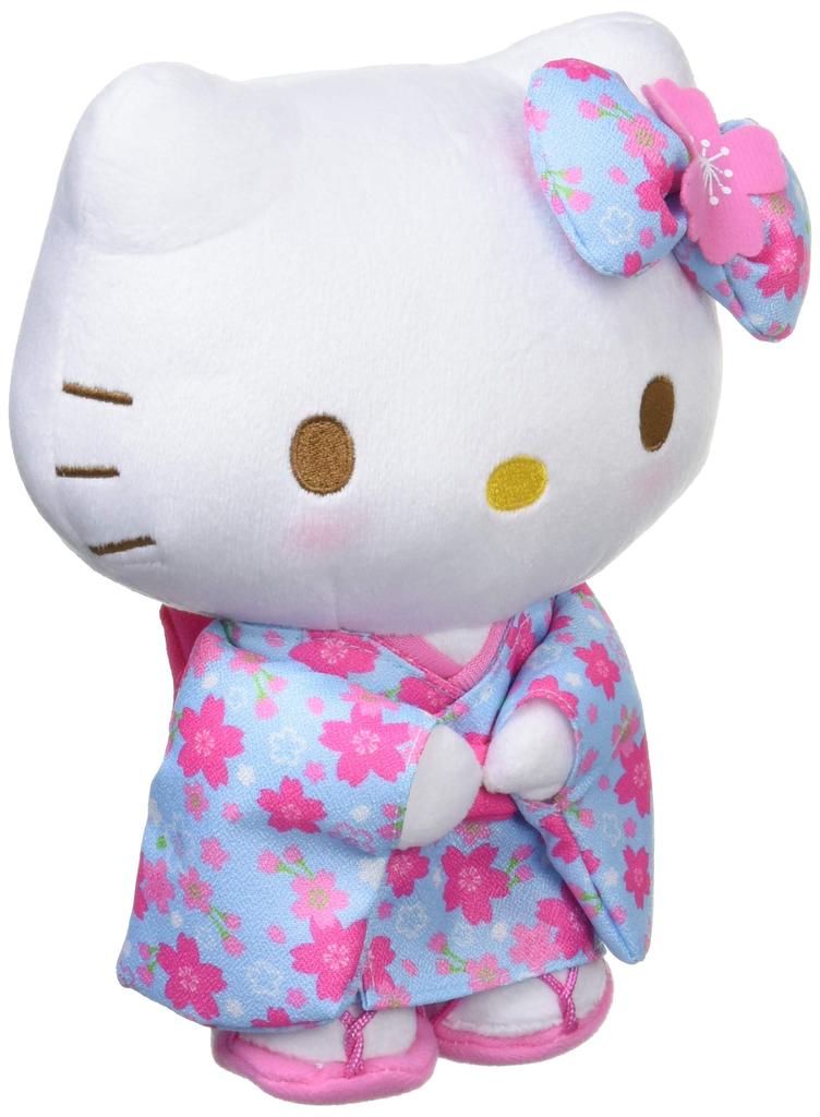 Sanrio Hello Kitty Sakura Kimono Series Light Blue Plush by Nakajima Corporation Toy, Small, 098467-17