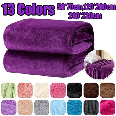 Домашнее однотонное фланелевое утяжеленное одеяло, супер теплое мягкое однотонное одеяло для дивана, постельное белье 50x70/70x100/120x200/150x200/180x200/200x230 см