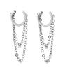 Simple Korean Silver Color Chain Tassel No Pierced Ear Clip Fashion Jewelry Ear Cuff Clip Earrings