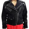 Women's Black Studded Leather Jacket | Sheep Leather Jacket | Motor Biker Styl Gift For Her