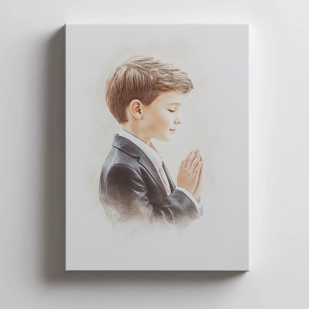Pamiątka Pierwszej Komunii Świętej - Chłopiec Pamiątka Pierwszej Komunii Świętej - Chłopiec, 30X40 Cm, Bez Ramy, Płótno Premium Na Blejtramie