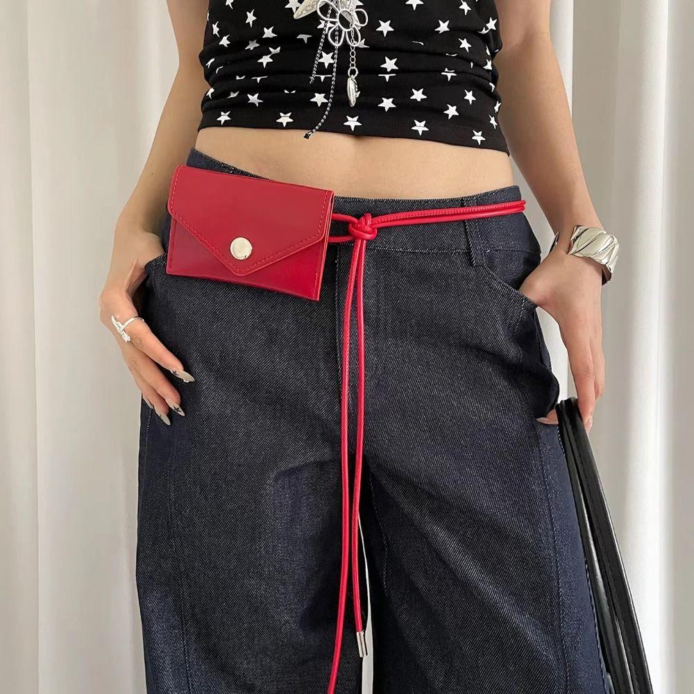 Vintage Envelop Waist Rope Versatile Dress Jeans Belt Leather Waist Bag  Waist Accessories