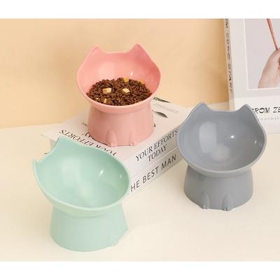 1 шт. Whisker Ware Приподнятая миска для кошек, Нескользящая пластиковая приподнятая миска для кормления домашних животных с наклонным краем, Защита шеи, Кошачий корм